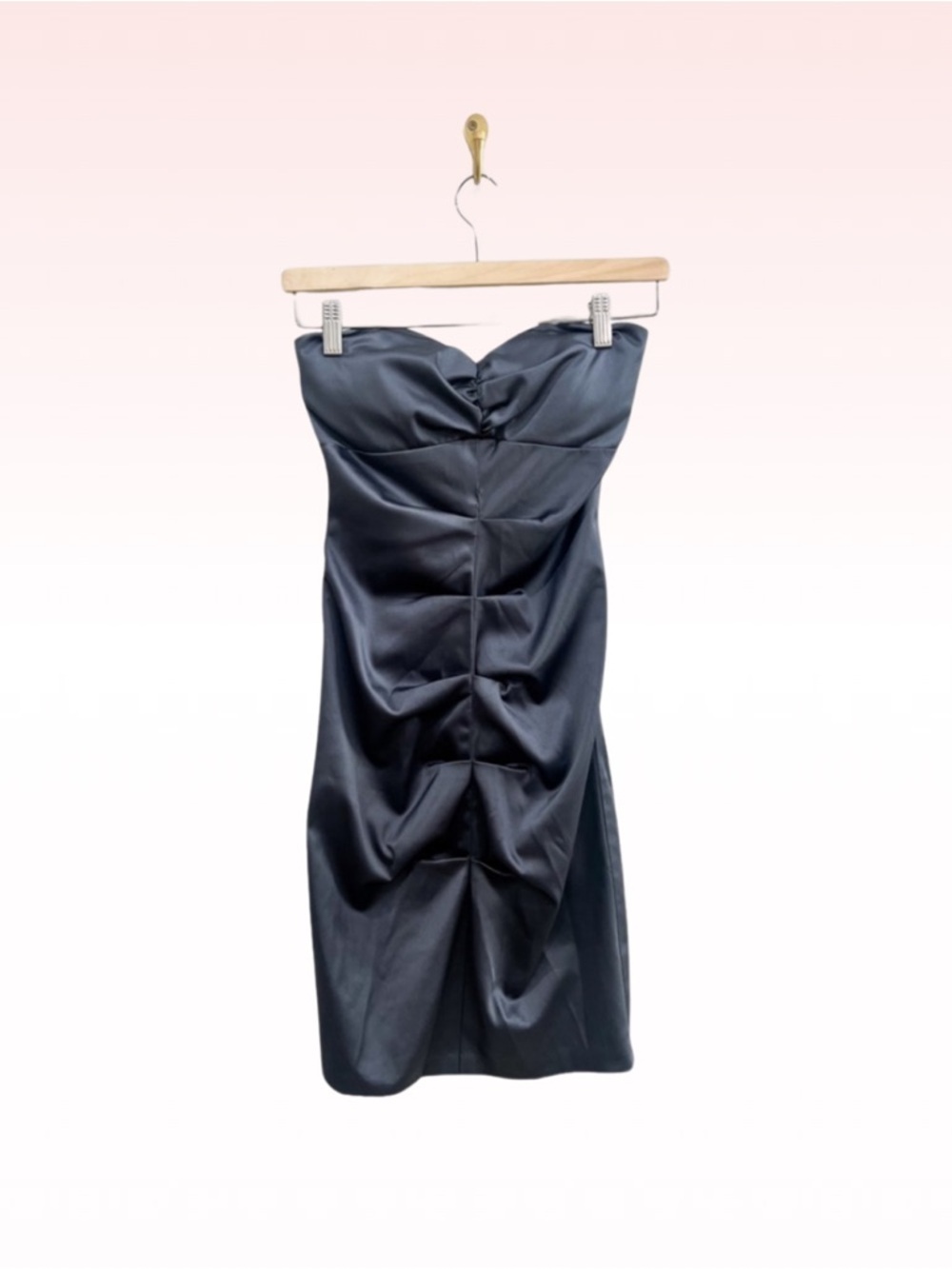 JUMP Y2K Apparel Grey Satin Ruched Strapless Mini Dress (Size XS)